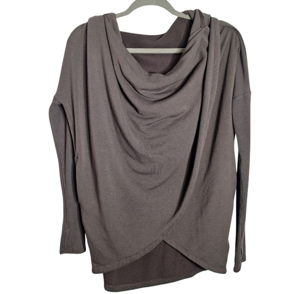 Athleta Purana Hoodie Sweatshirt Oversized Wrap Cozy Lounge Brown XXS Womens